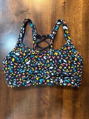Ellie Funfetti Sports Bra Medium Impact Size S Fun Floral Pattern